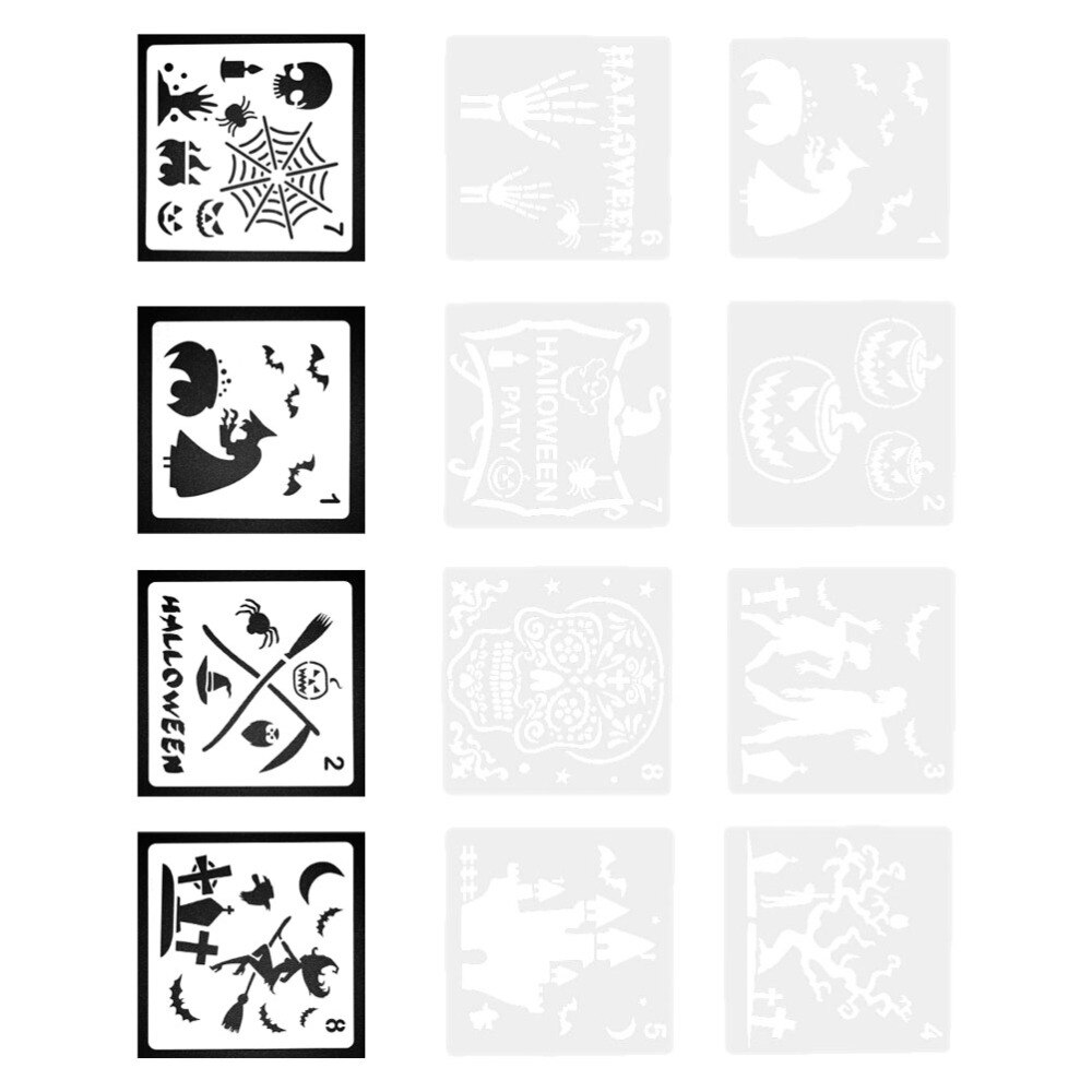 12 stk halloween male stencil delikat praktisk maleri tilbehør tegneværktøj genanvendelig halloween form skabelon til børn