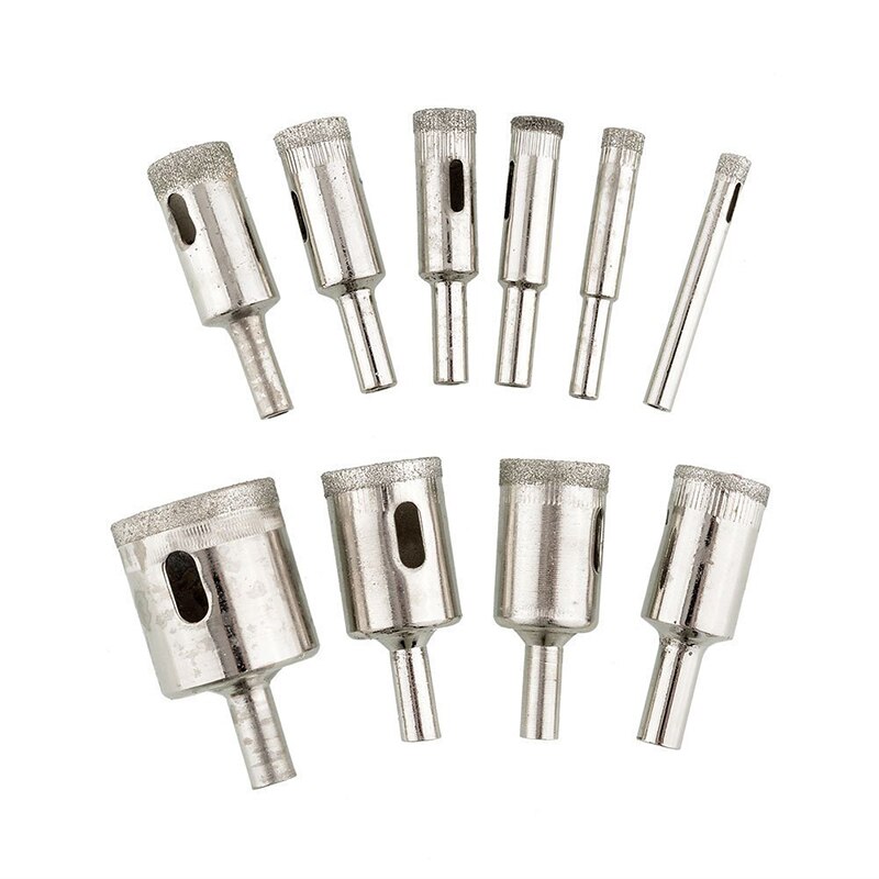 10 pièces diamant galvanisé foret 3mm-18mm diamant verre outil de forage en céramique verre marbre foret granit foret
