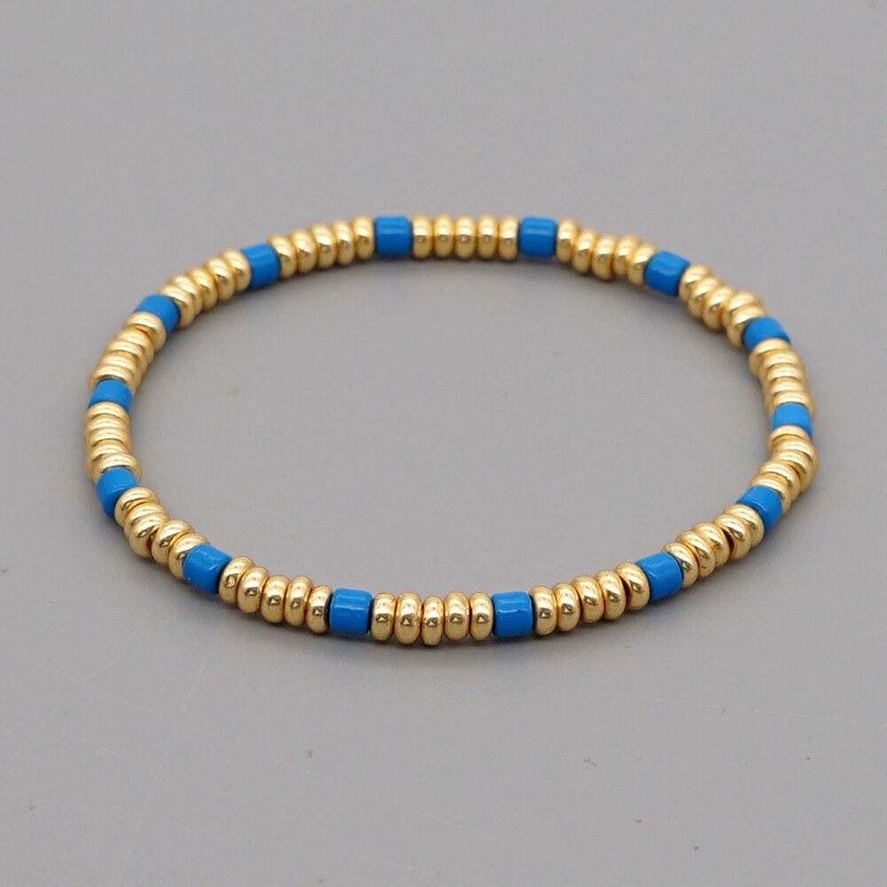 Go2 boho guldfarvet beaded armbånd til kvinder smykker boho armbånd elastisk pulsera mujer moda emalje perler smykker: Tob 200004d