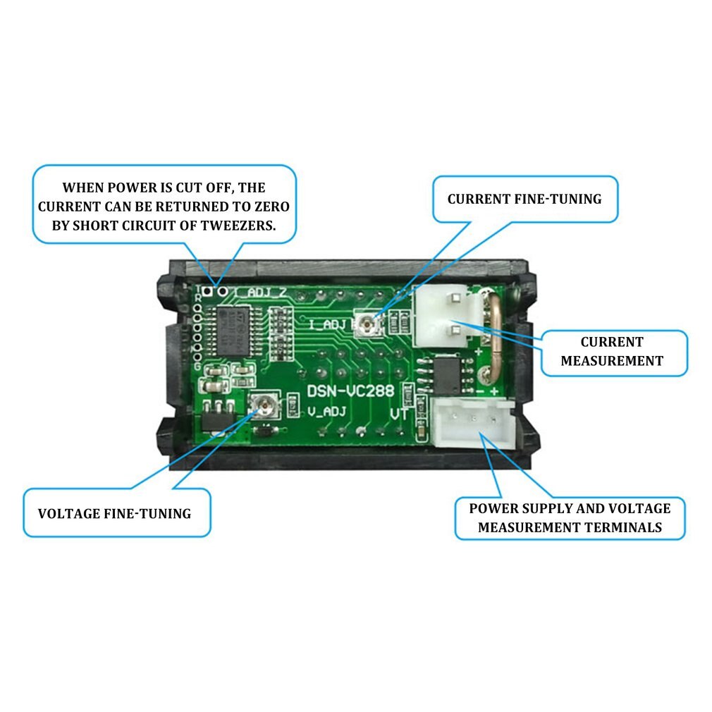 Amp Dual Digitale Led Voltage Meter DC100V 10A Voltmeter Amperemeter Blauw + Rood Display