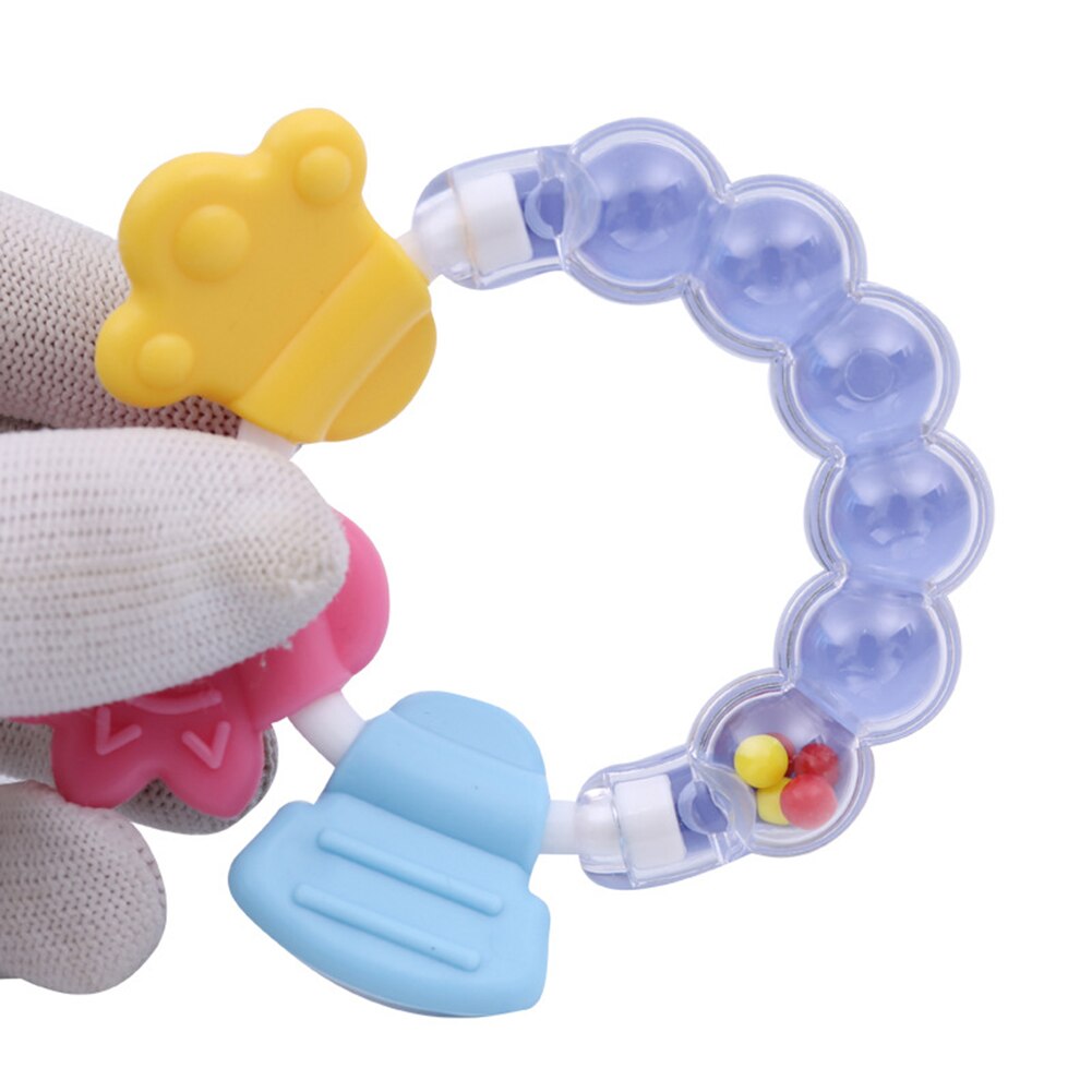 Newborn Baby Rattle Teether Shakers Hand Grip Bells Development Teething Toy Educational Mobiles Toys Bed Bell Silicone Handbell