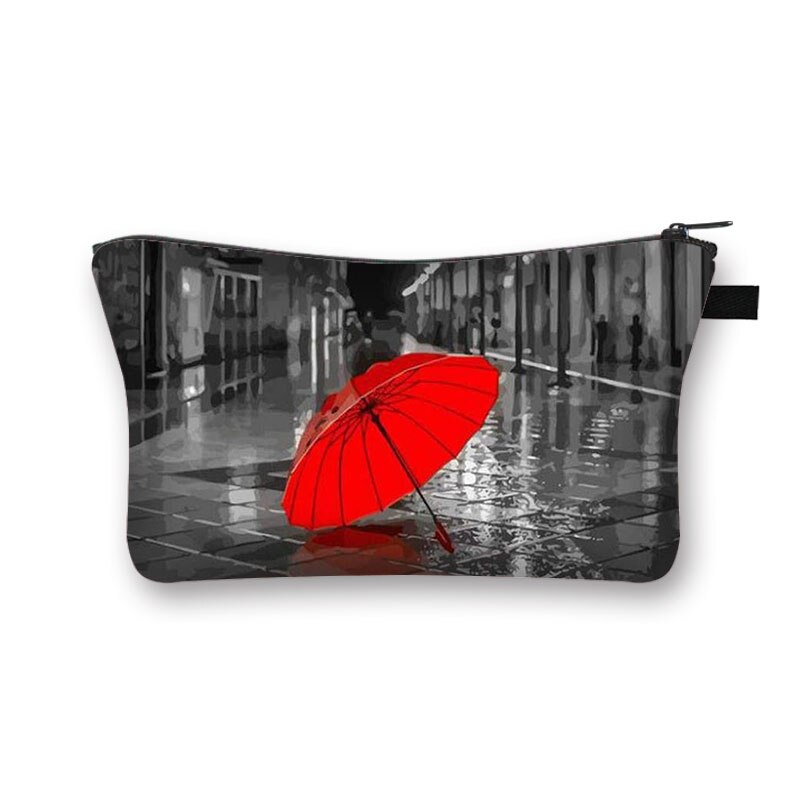 Czerwona i czarna seria kosmetyczka damskie szpilki wzór kosmetyczka o dużej pojemności torba na parasol Rose Make up Cases: shzbredrain19