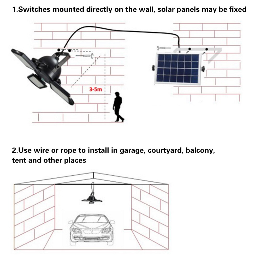 Solar- LED Garage Lampe draussen Notfall licht Klapp Drei-Blatt Verformung Lampe Garage Beleuchtung Für Heimat Lagerbier Werkstatt