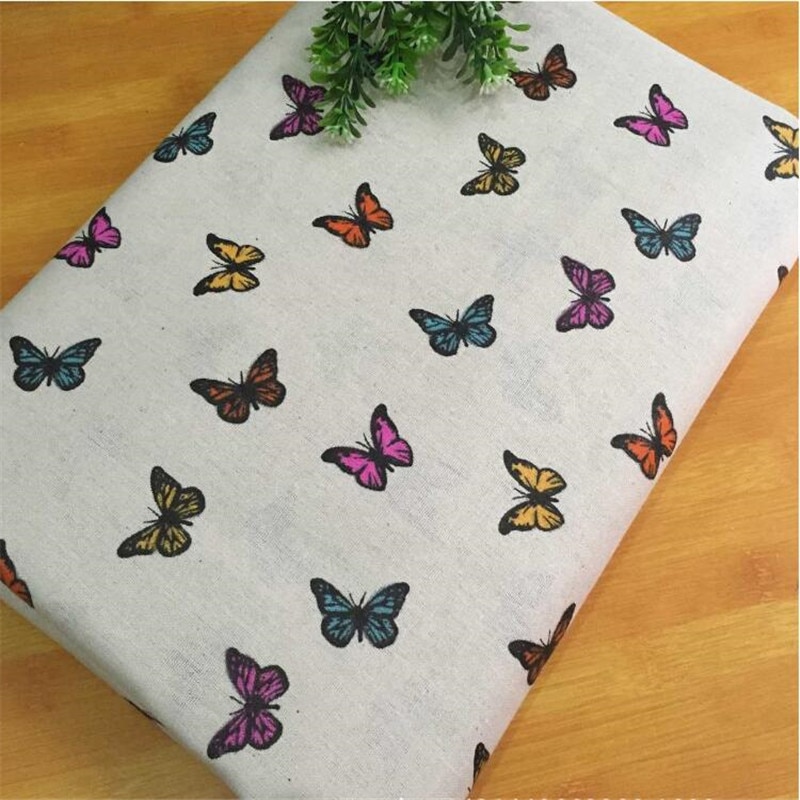 Butterfly Printed Canvas Fabric Cotton Linen Sewing Fabric DIY Patchwork Quilting Material Telas Sewing Cloth For Crafts Textile
