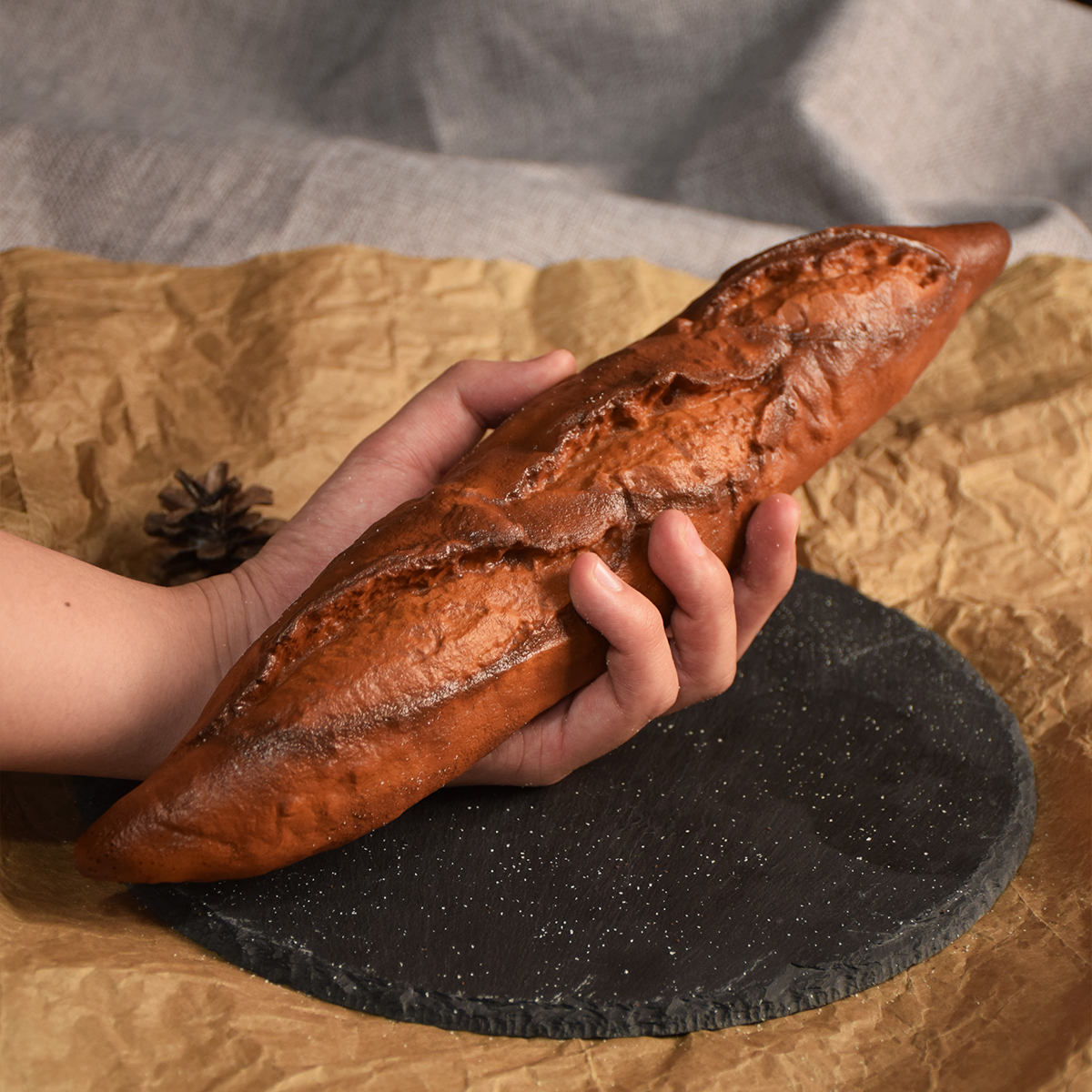 PU Simulation European Bread Model,Simulation Black Wheat Bread, Buckwheat Bread Model,Baking Shop Decoration Props,Food Model: LIGHT BLUE