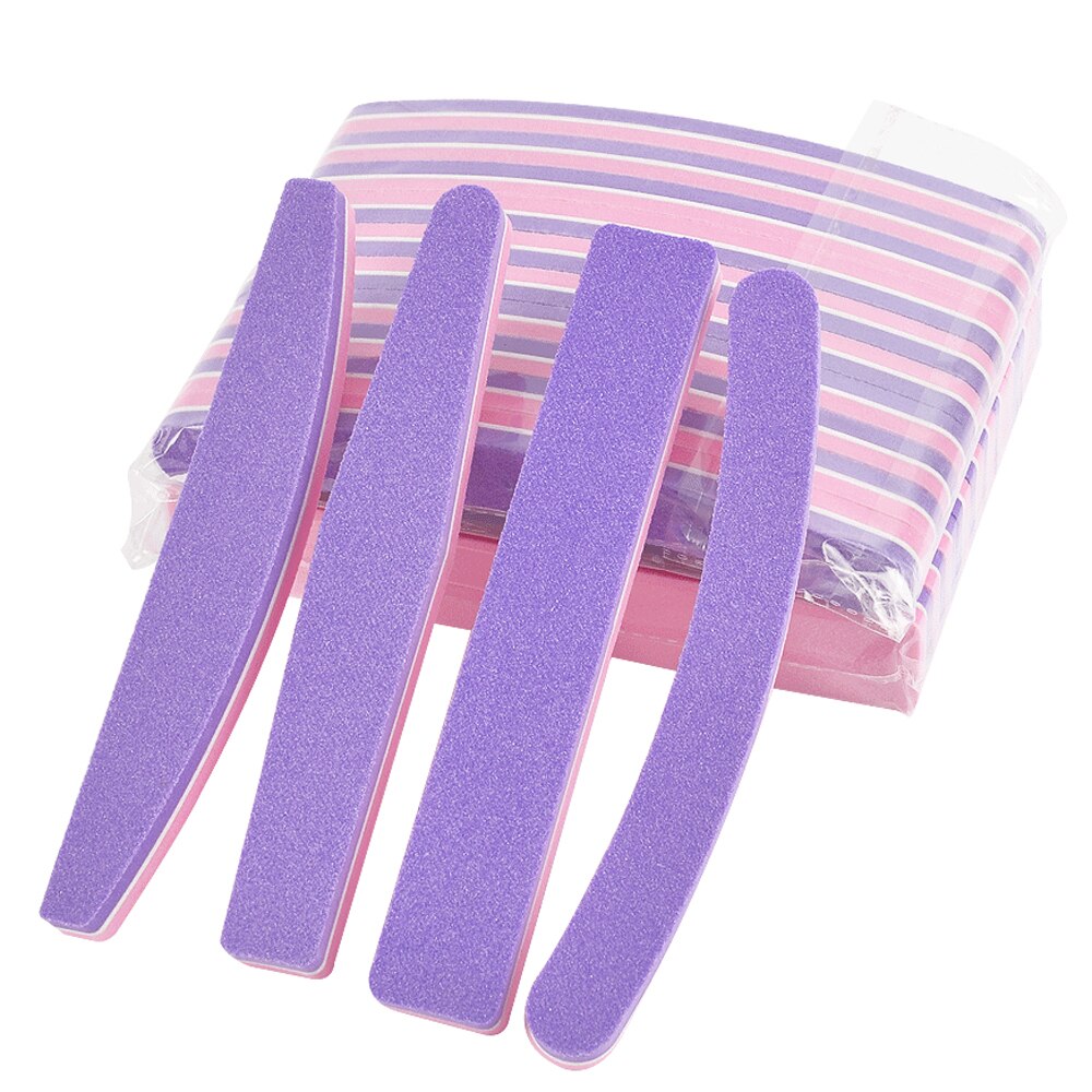 Klimonla – outils de manucure professionnels, 100/180 grains, rose, violet, courbe, bloc de ponçage, éponge, lime à ongles, 25 pièces