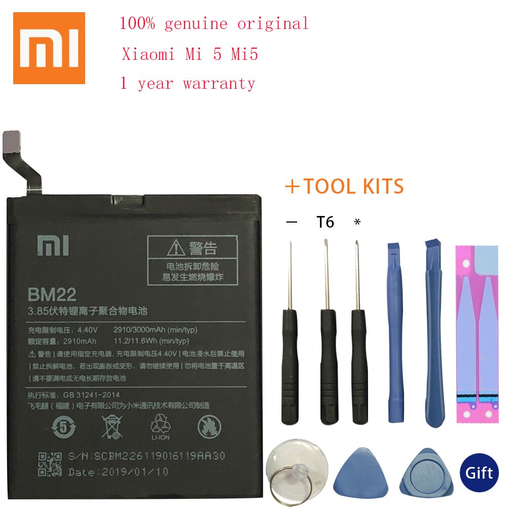 XiaoMi Original Replacement Battery For Xiaomi Note 3 4 4X 5 5A Pro Mi5 Mi 5X MI5S Redmi 3 3S 3X 4X 4A 5A 3 pro 5 Plus Batterie: BM22 For Mi5 M5