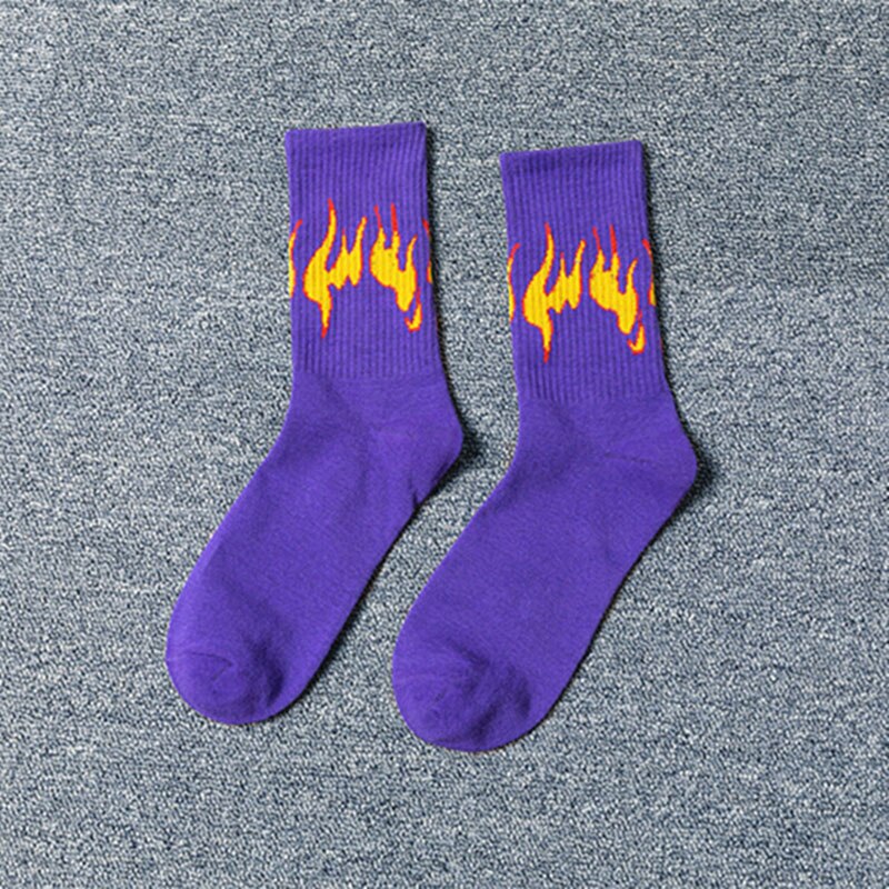 Chaussettes unisexes avec motif de flamme pour femmes, Style Hip Hop Harajuku coréen, chaussettes joyeuses pour hommes, chaussettes de Skateboard antidérapantes amusantes: 4