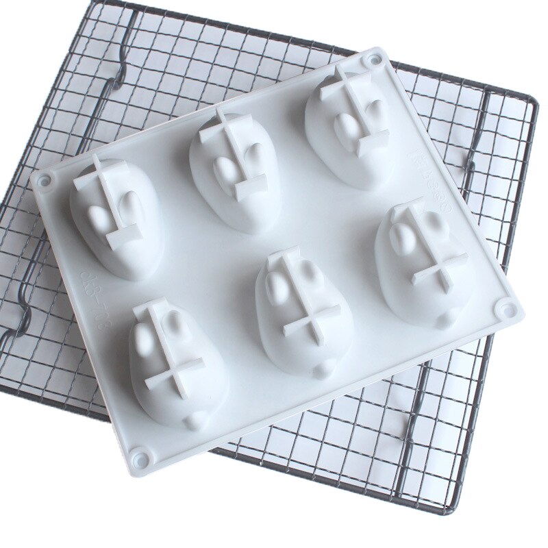 Siliconen 3D Bunny Konijn Mold Cake Decorating Mould Voor Bakken Mousse 6 Vormen