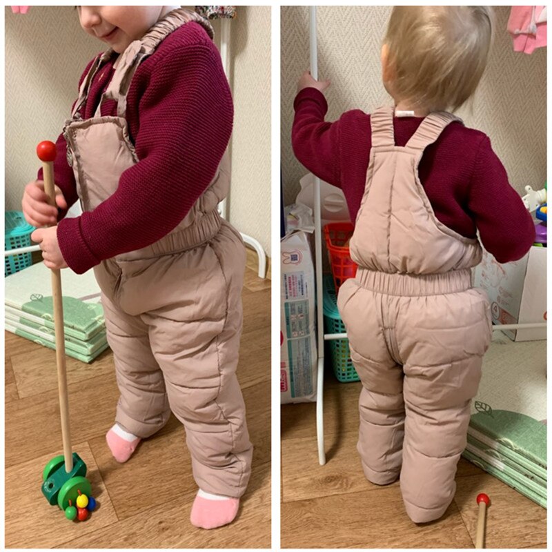 Kinderen Winter Warm Overalls Meisjes &amp; Jongens Winter Dikke Broek Katoen Vulling Kids Overalls Voor Meisjes 1-5 Jaar kinderen Jumpsuit