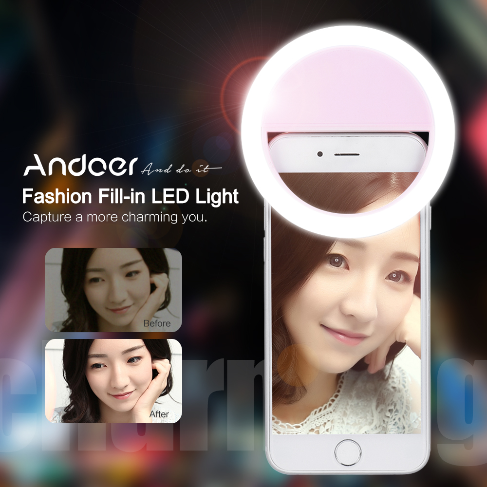 Andoer Selfie Licht Tragbare Mini Clip-auf Fill-in 36 LED Selfie Ring Licht für iPhone X 8 7 Plus für Samsung Huawei Ringlight