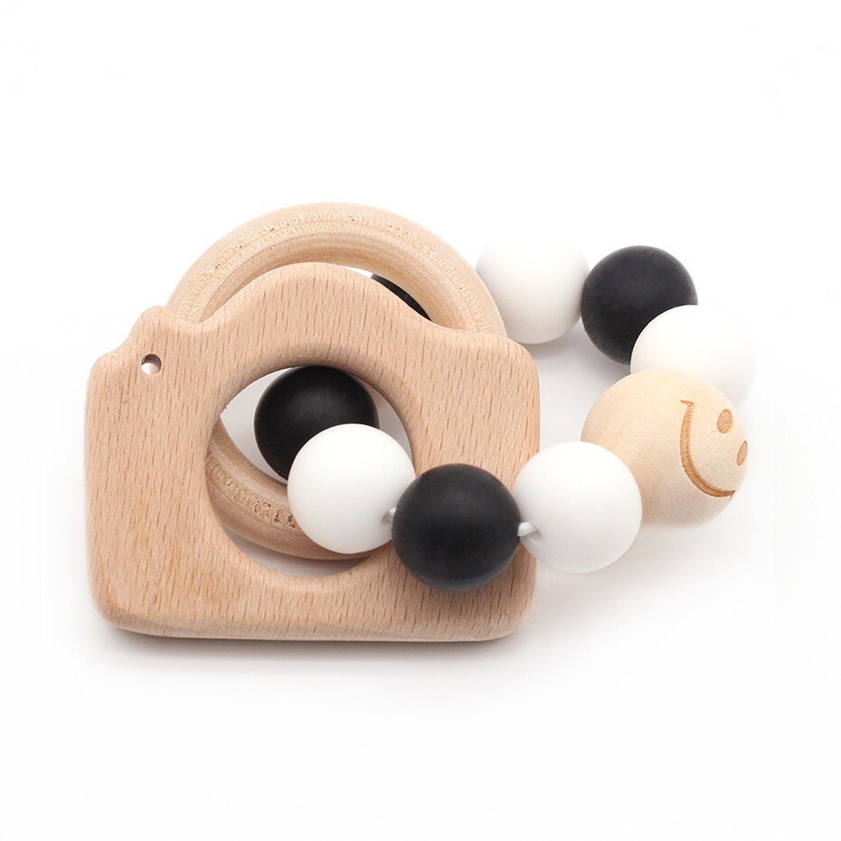 bambino di Cura Braccialetto di Legno Massaggiagengive Perline in silicone Dentizione Braccialetti di Cura di Legno di Legno Sconcerta Passeggino Giocattoli Del bambino Teether Giocattoli Regalo: 01