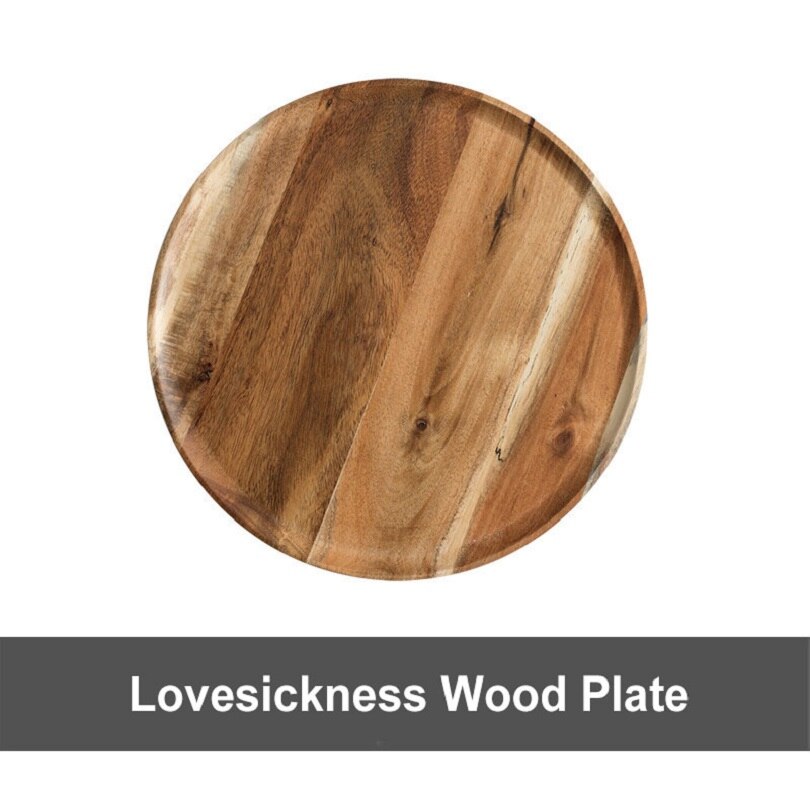 Hele Hout Lovesickness Hout Massief Houten Pan Plaat Fruit Gerechten Schotel Thee Dienblad Dessert Diner Plaat Ronde Vorm Servies Set