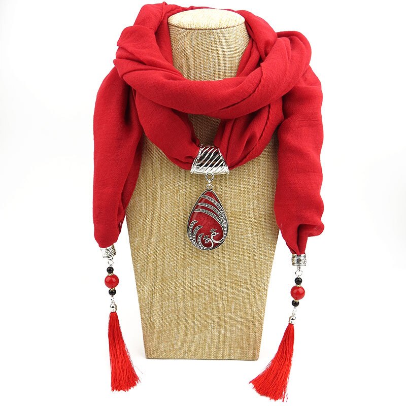luxus Frauen Schmuck Anhänger Wasser Tröpfchen Baumwolle Schal Lange Quaste wickeln Weich Halskette Weibliche Foulard Muslimischen Kopf scarve: 4
