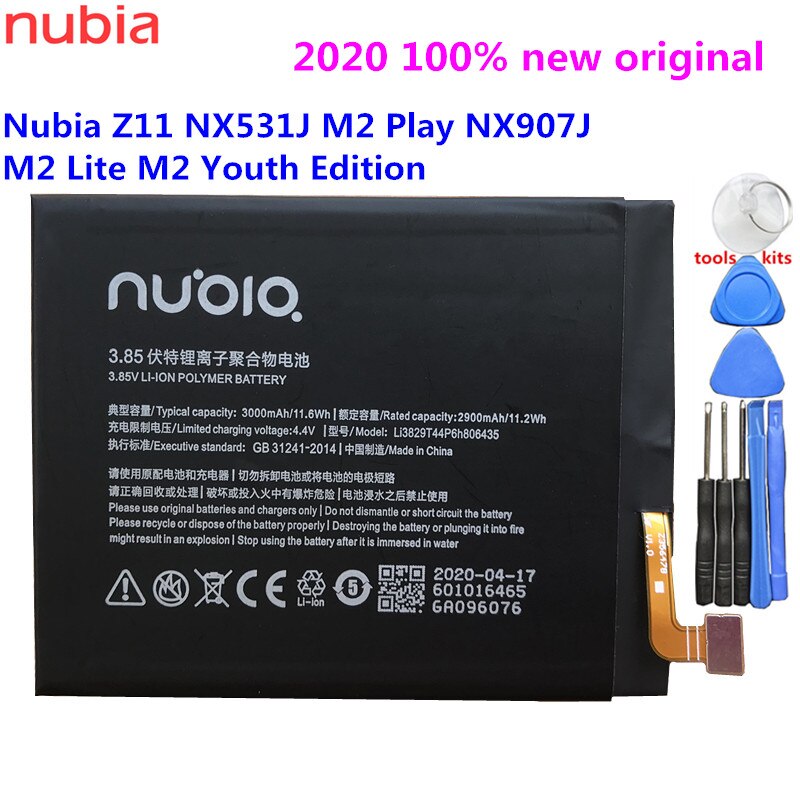 100% Original 3000mAh Li3829T44P6h806435 For ZTE Nubia Z11 NX531J / M2 Play NX907J / M2 Lite / M2 Youth Edition Battery