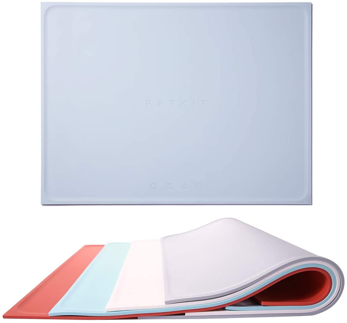 PETKIT Dog Cat Placemat Mat Silicone Waterproof Pet Food Mat,Non-Skid Spill Proof Pet Feeding Bowl Mat Easy to Clean For Puppy: Gray