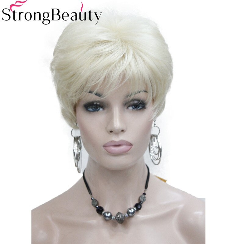 StrongBeauty Korte Rechte Synthetisch Rood Oranje Bruin Blonde Pruiken Hittebestendig Volledige Pruik Veel Kleur Voor Kiezen: 613