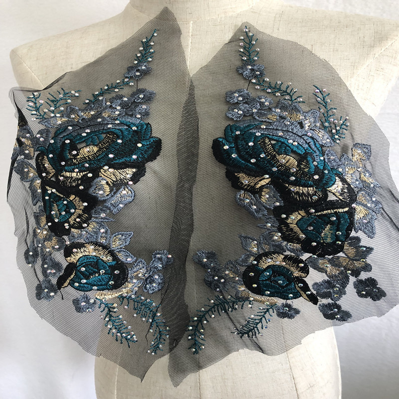 estilo de , un par de pegatinas de tela bordadas, Parche de perforación , accesorios de decoración de ropa de baile