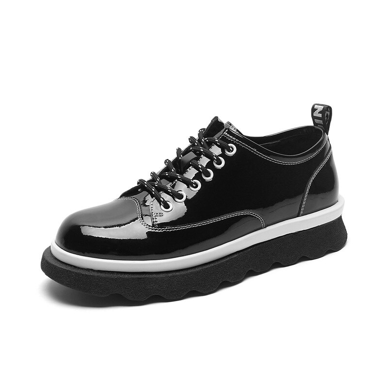Männer lässig Patent Leder Schuhe Koreanische Harajuku Streetwear Dicken Plattform Schuhe Mann Leder erhöhen Schuh Männlichen