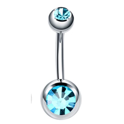 10pcs/lot Steel Belly Button Rings Gem Navel Piercing Nombril Ear Piercings Navel Earring Belly Piercings Body Jewelry Pircings: 1PC Light Blue