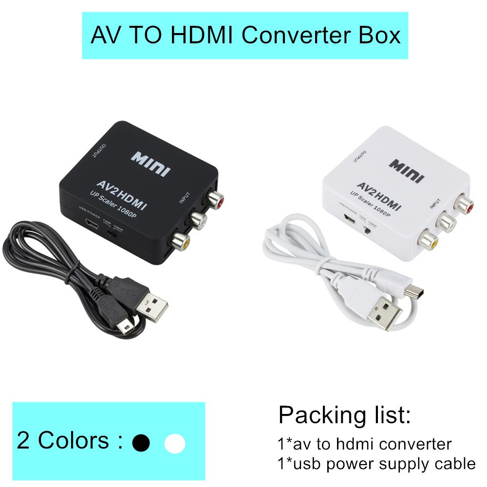 Grwibeou Rca Av Naar Hdmi Converter Hd 1080P Av 2 Hdmi Adapter Voor Tv X Doos PS4 pc Dvd Projector Av Naar Hdmi Converter