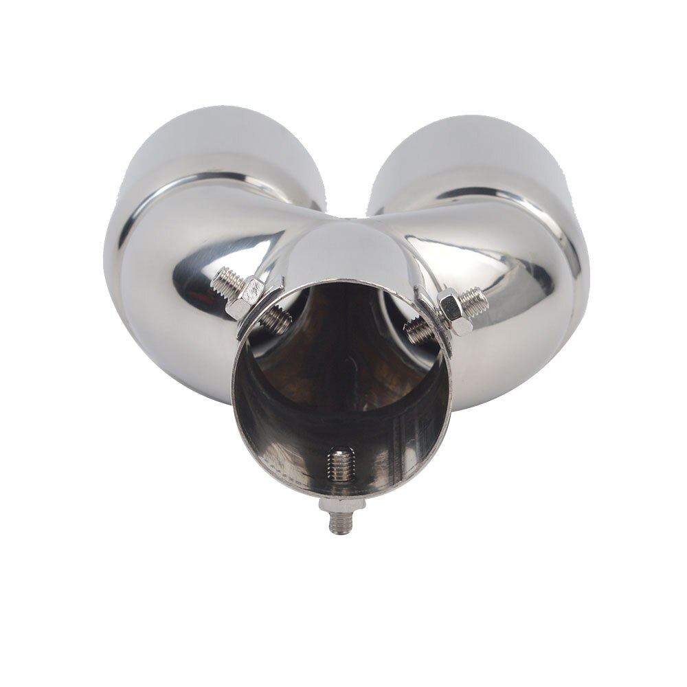 Car Exhaust Pipe Universal Double Outlet Car Muffler Tip Stainless Steel Chrome End Trim Modified Tail Throat Liner Pipe 63mm