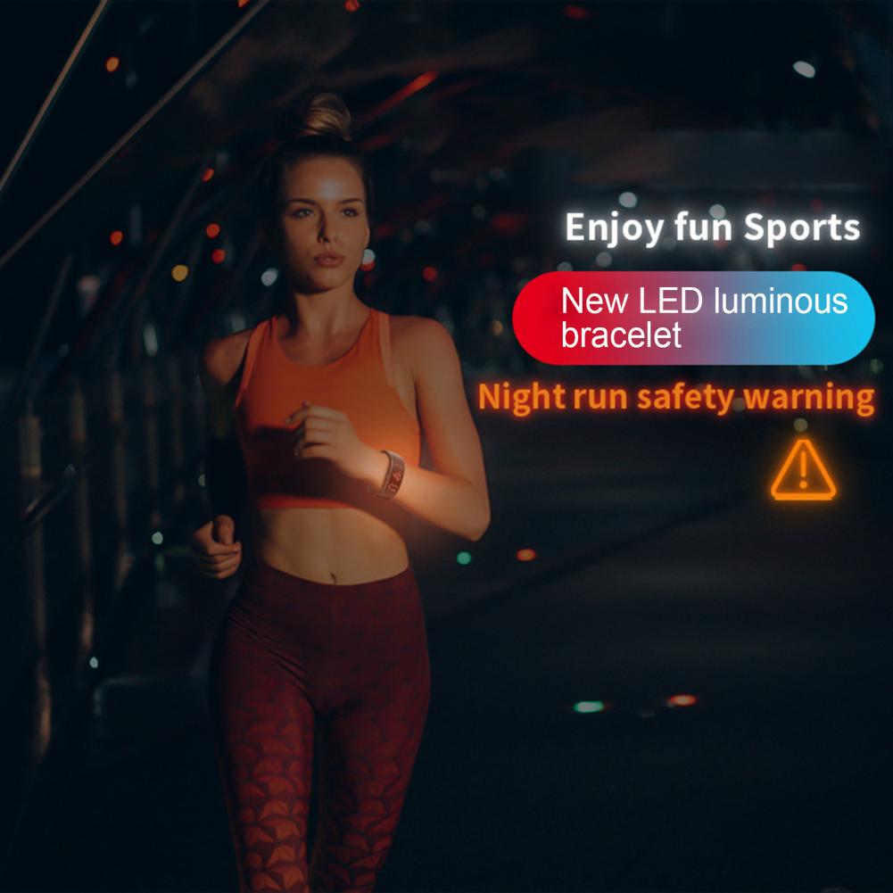 ultimo braccialetto RGB portato Bluetooth APP programmabile collegato braccialetto illuminato a portato braccialetto di sicurezza notturno ricaricabile USB