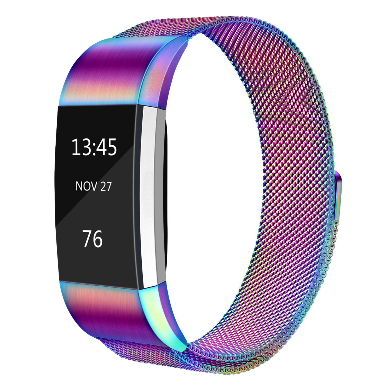 Magnetische metalen band voor Fitbit Charge 2-band vervangende armband Polsband voor Fitbit Charge 2-band Slimme horlogebandaccessoire: M / Blue pink