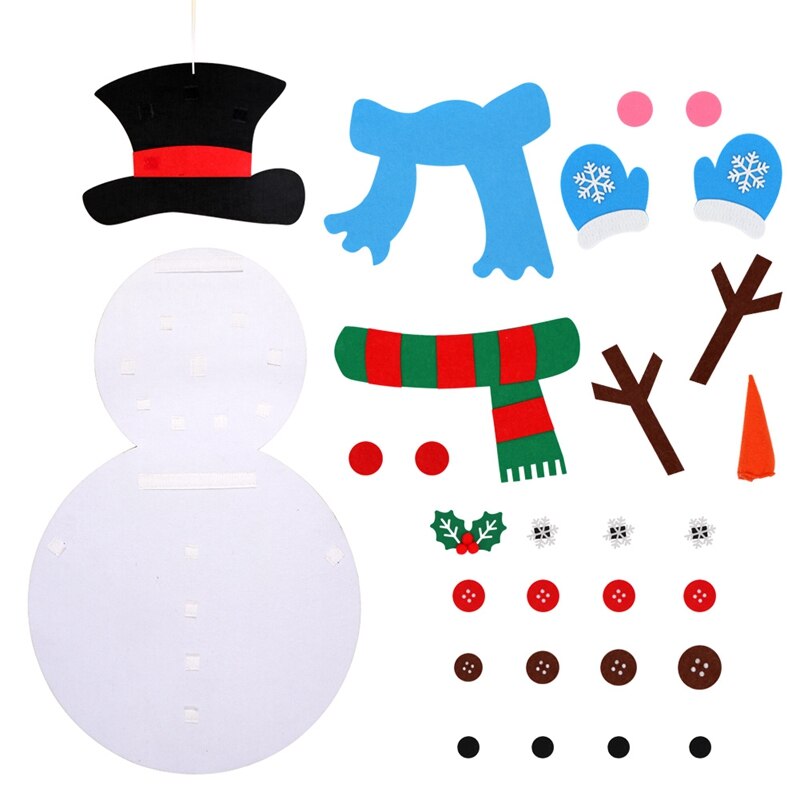 Kerst Diy Vilt Snowman Nieuwjaar Kinderen Speelgoed Met Ornamenten Deur Muur Opknoping Kit Kerst Decoraties Voor Huis