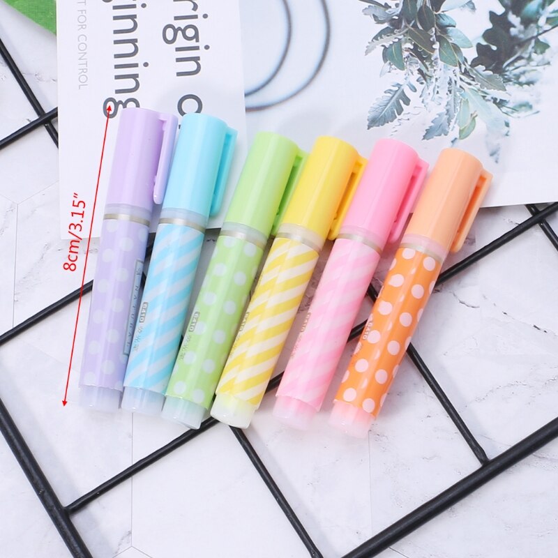 6pcs Cute Mini Highlighter Pen Marker Pens School Office Supply Stationery Q6PA