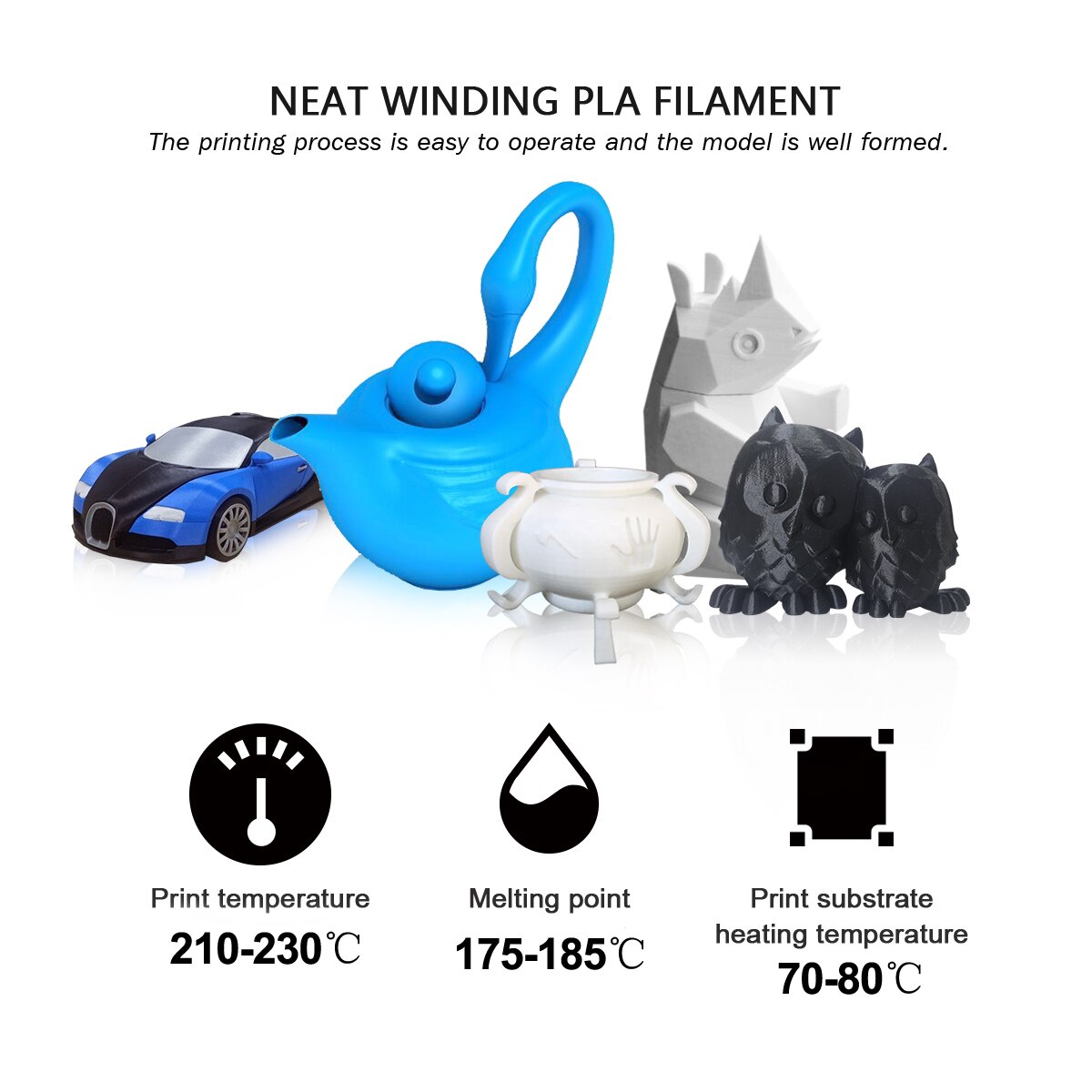 3d printer filament spla 1.75mm 2.2 lbs 1kg spole 100%  ingen boble 3d printmaterialer пластик для 3d принтера