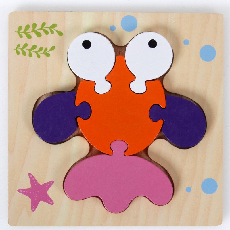 Creativo Per Bambini Puzzle di Legno Prima Infanzia Giocattoli Educativi 3d Puzzle Di Sviluppo di Intelligenza del Giocattolo: goldfish