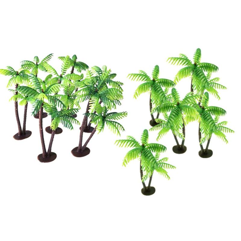 12 piezas de plástico de coco palmera plantas artificiales macetas de plantas en miniatura Bonsai artesanía Micro paisaje DIY decoración para el hogar A3: 12pcs