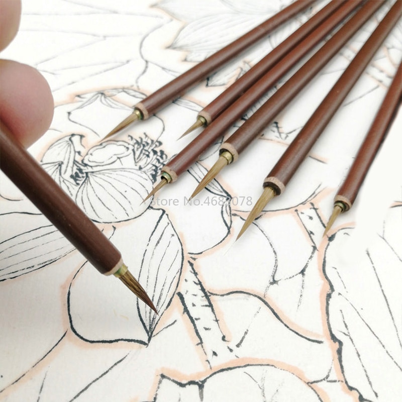 Juego de pinceles con cabeza de Metal para pintura, juego de pinceles finos para caligrafía china, pinceles para pintar, pinceles para pintura al óleo, 3 unids/set