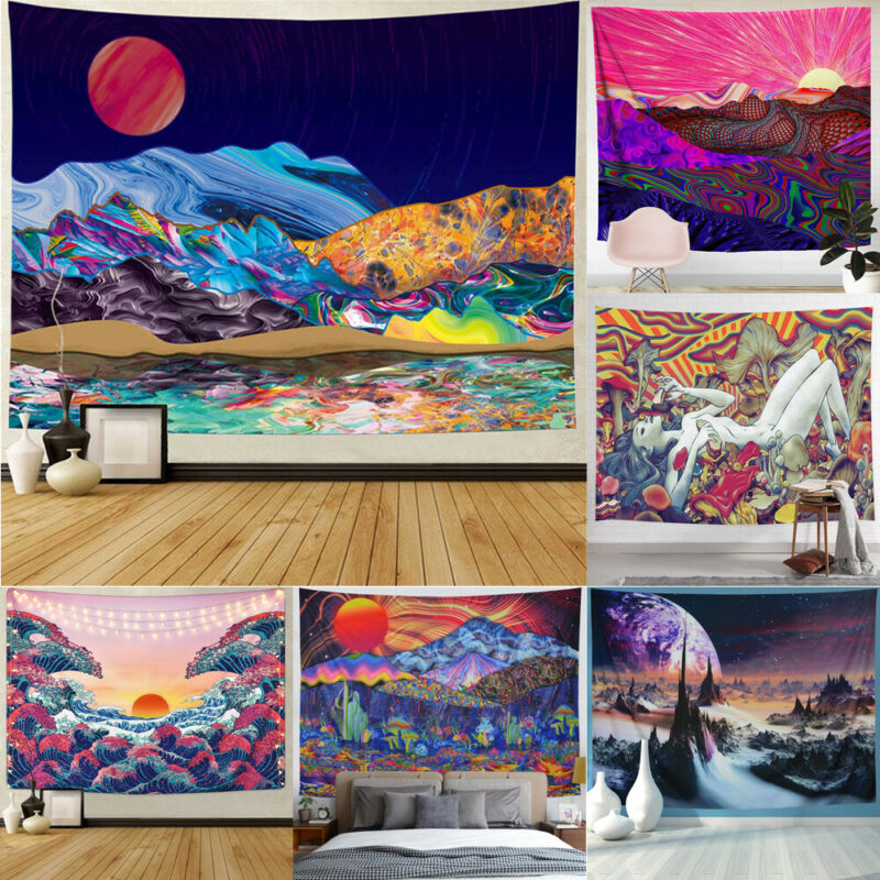Stjerneklar nat galakse mønster psykedelisk gobelin vægophæng indisk mandala hippie gobelin boho væg stof indretning