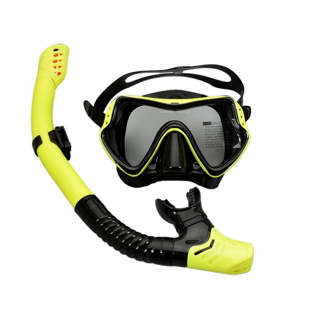 Scuba Diving Masks Snorkeling Set Adult Silicone Skirt Anti-Fog Goggles Glasses Swimming Pool Equipment: yellow black