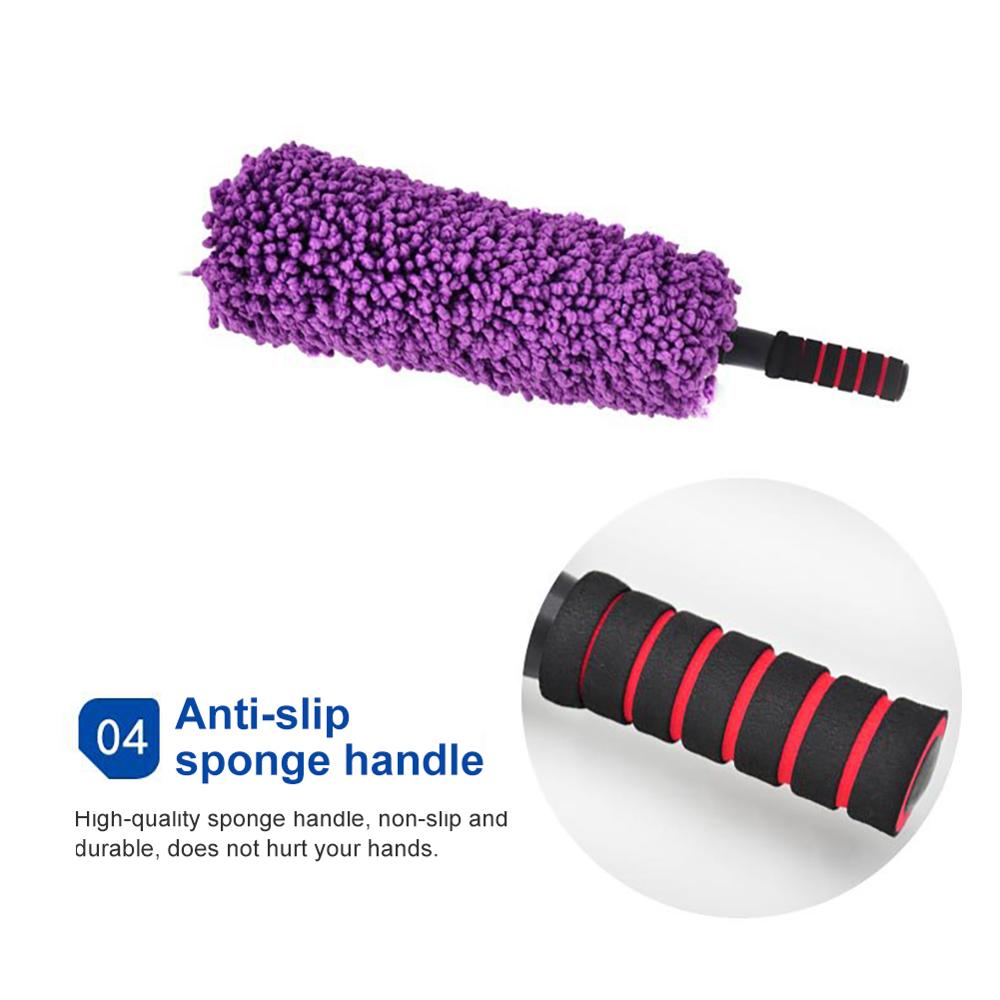 Biltvätt borste habdle fordon ren mikrofiber teleskop bil kaross damm vax damm mopp rengöring borste för bil verktyg