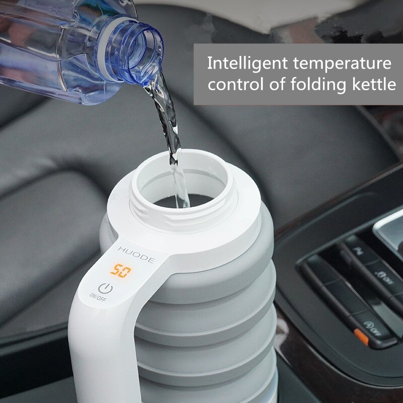 550ml 12V Car Foldable Electric Kettle Car Boiling Cup Water Heater Car Heating Portable Self-Driving Travel Car Electronics: Default Title