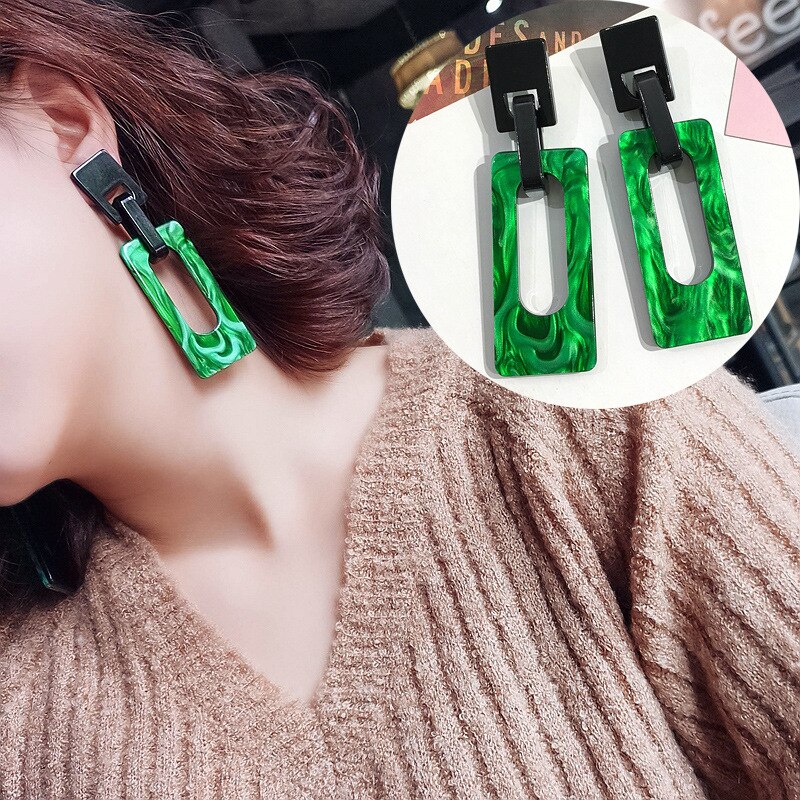 Mode Acryl Dangle Oorbellen Voor Vrouwen Holle Vierkante Lange Opknoping Oorbellen Geometrische Verklaring Oorbellen Pendientes