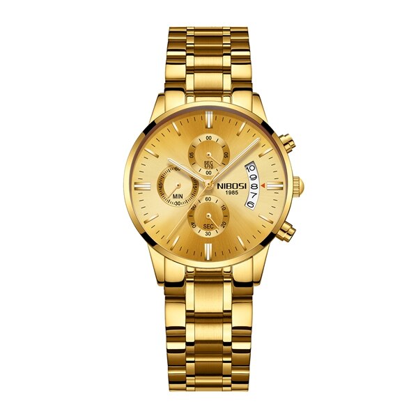 NIBOSI 2020 Top Brand New Cronografo Donna Orologio di Lusso Amante Orologio Classico Orologio Della Signora Bianco Orologi Vestito Orologio Relogio Feminino: gold