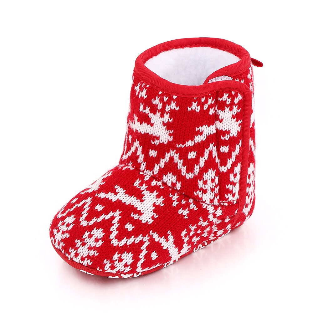 Baby Kerst Laarzen, Mooie Sneeuwvlok Santa Winter Warm Slippers Anti-Slip Pasgeboren Booties Santa Voet Sokken: Christmas elk / 7-12 Months