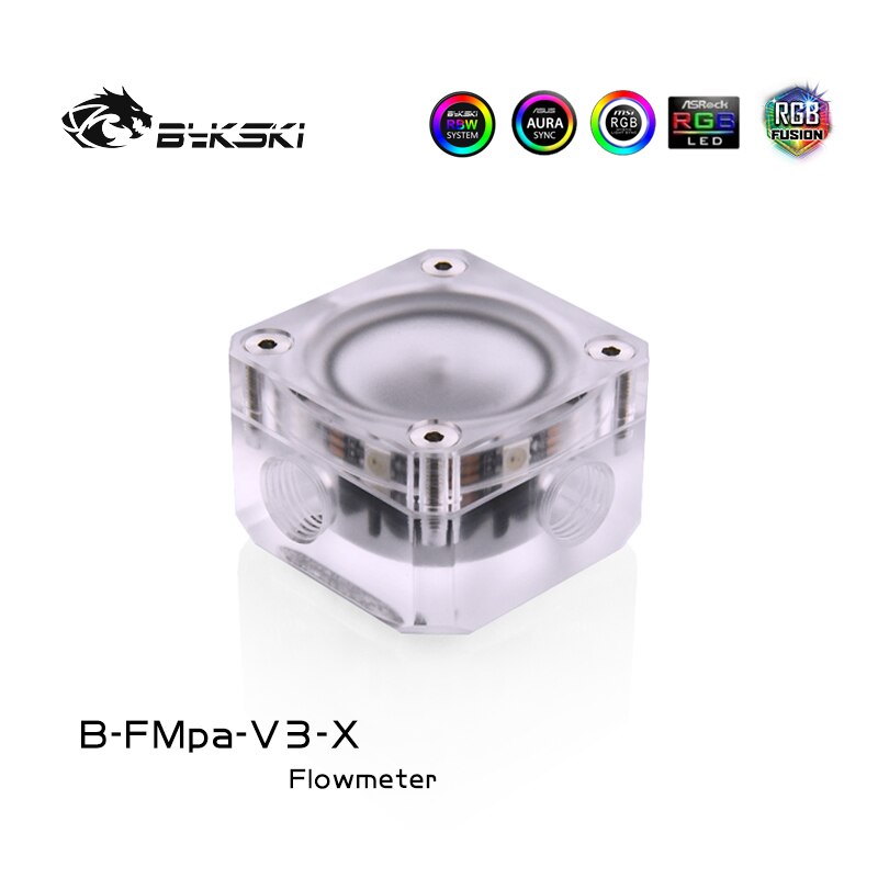 Bykski Frosted Water Flow Meter, Flowing Monitoring For Computer Water Cooling, RGB/ARGB SYNC, B-FMpa-V3-X
