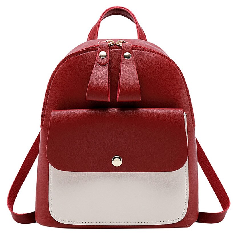 Dames leren rugzak kinderrugzak mini rugzak dames schattige gepaneelde rugzakken voor tienermeisjes kleine tas boekentas: Rood
