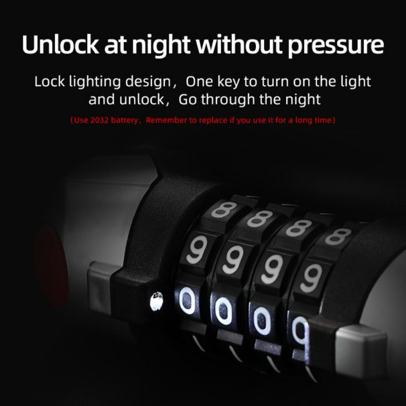 Bicycle Combined Cipher Lock Luminescence Anti-theft Lock 4-digit Password Lock Security Safety Lock Bike Cycle Accessories
