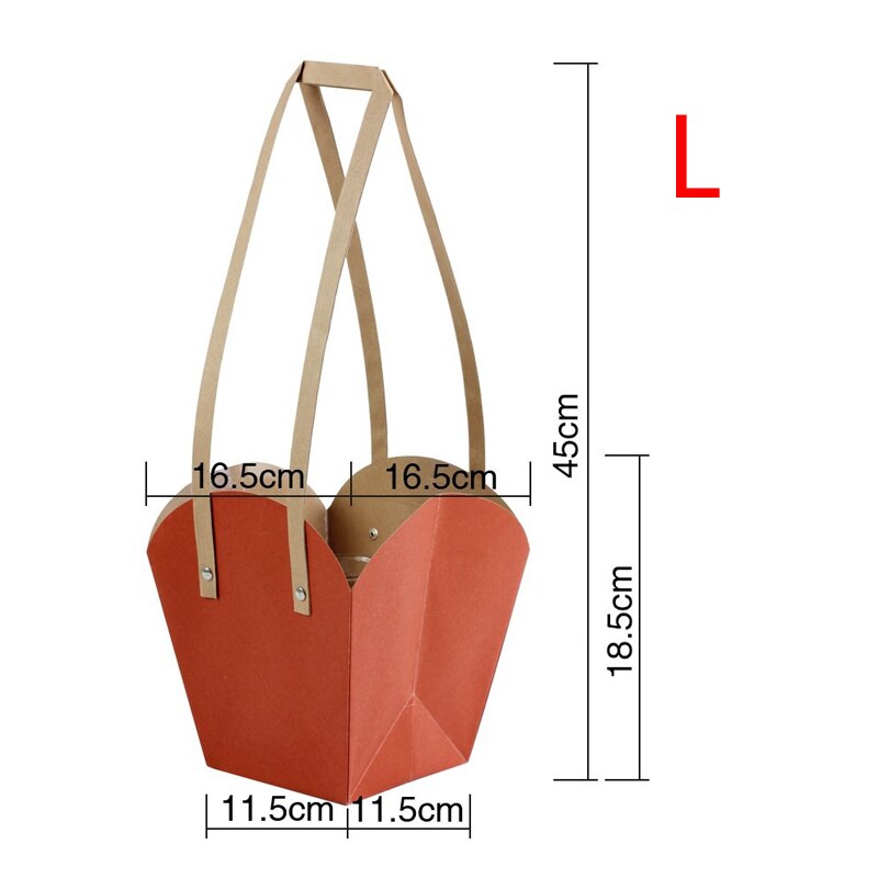 Waterproof Kraft Paper Flower Box Flowers Packaging Box Flower Basket Flower Folding Handbag