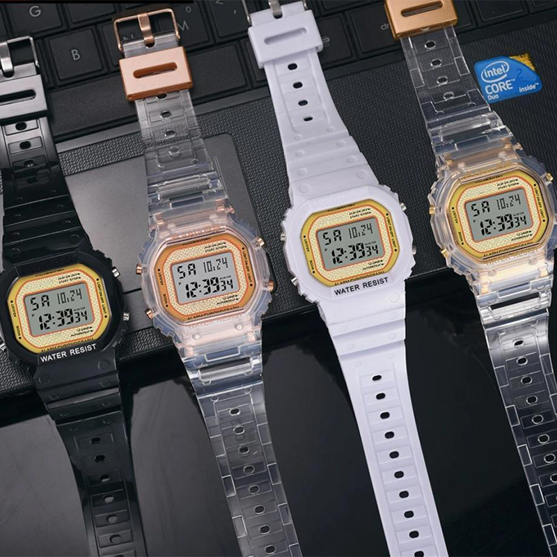 Relojes de para mujer, reloj deportivo Digital transparente informal en blanco y negro, reloj de para amantes, reloj de pulsera para niños, reloj para parejas
