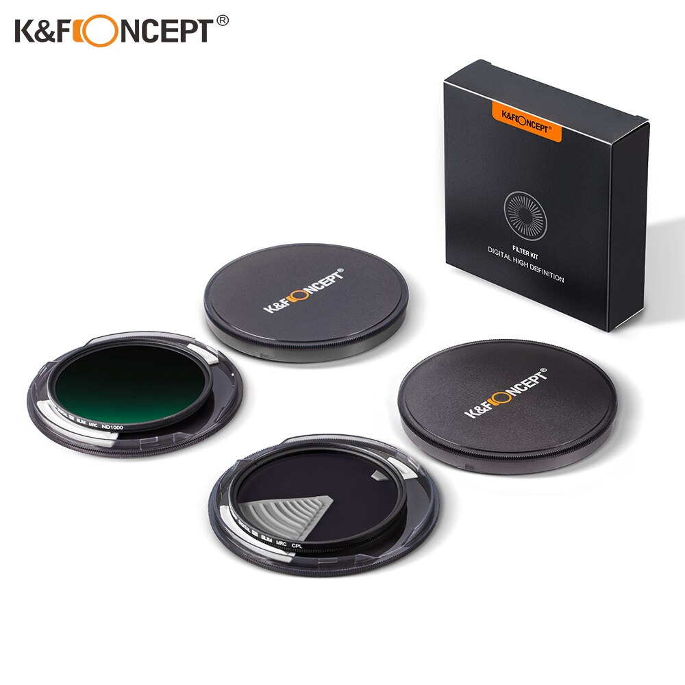 K & F Concept-Polarizador Circular Kit de filtros para lentes ND1000 y CPL con capa múltiple Nano recubierto 49mm 52mm 58mm 62mm 67mm 77mm, 2 uds.