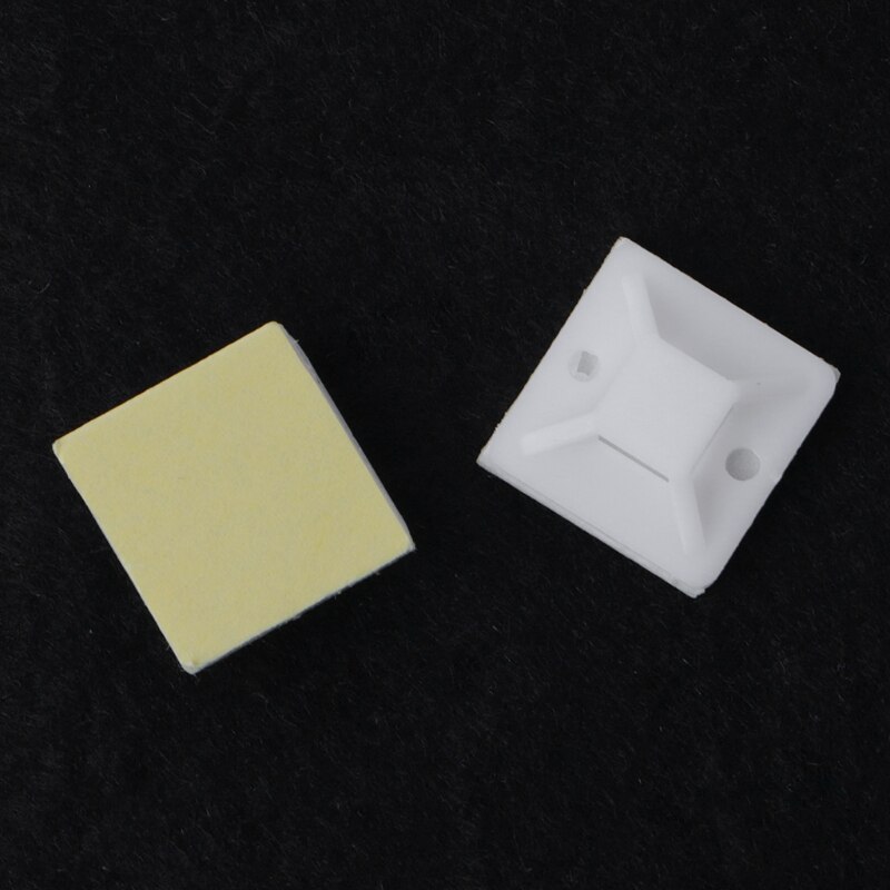 100 Pcs Plastic Lijm Rechthoek Wire Tie Cable Clip Clamp Mount 20X 20Mm 32CC