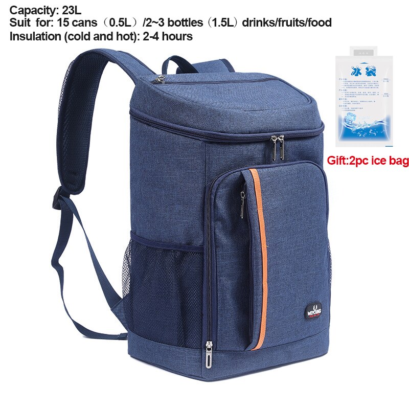 Thermal Backpack Waterproof Thickened Cooler Bag Box Large Insulated Bag Picnic Cooler Backpack Refrigerator Bag 8L/23L/28L: 224 blue