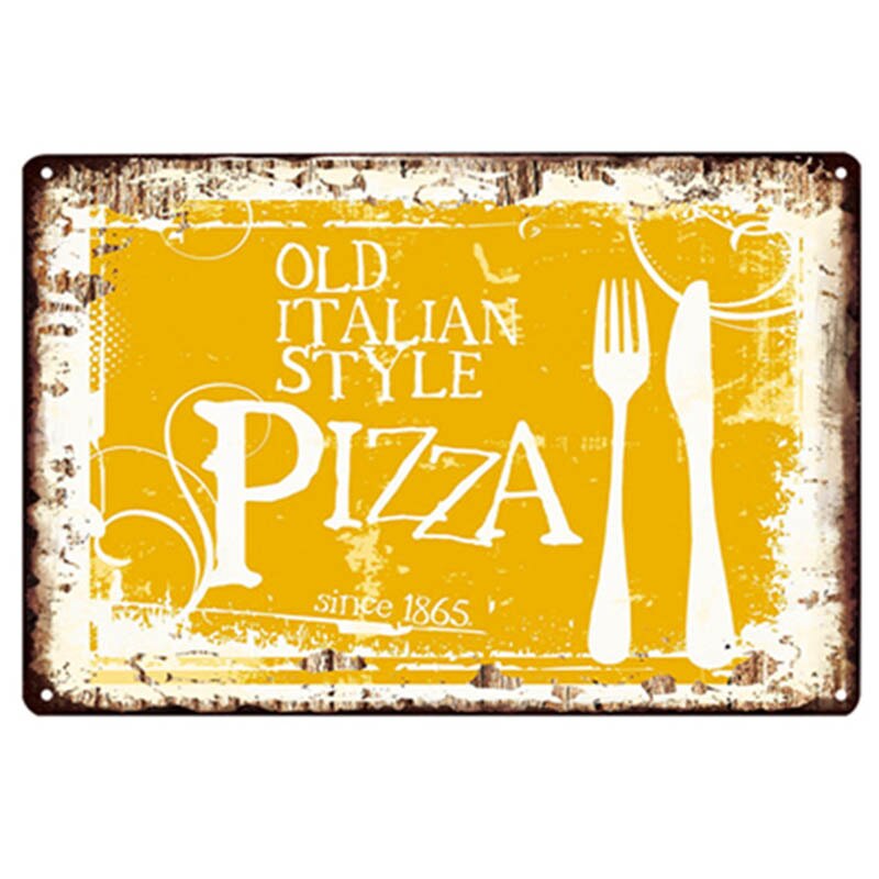 Pizza kyltti pizza ravintola ravintola retro peltimaalaus vintage metallikuva seinäkoristelu amerikkalainen minimalistinen tyyli: 4